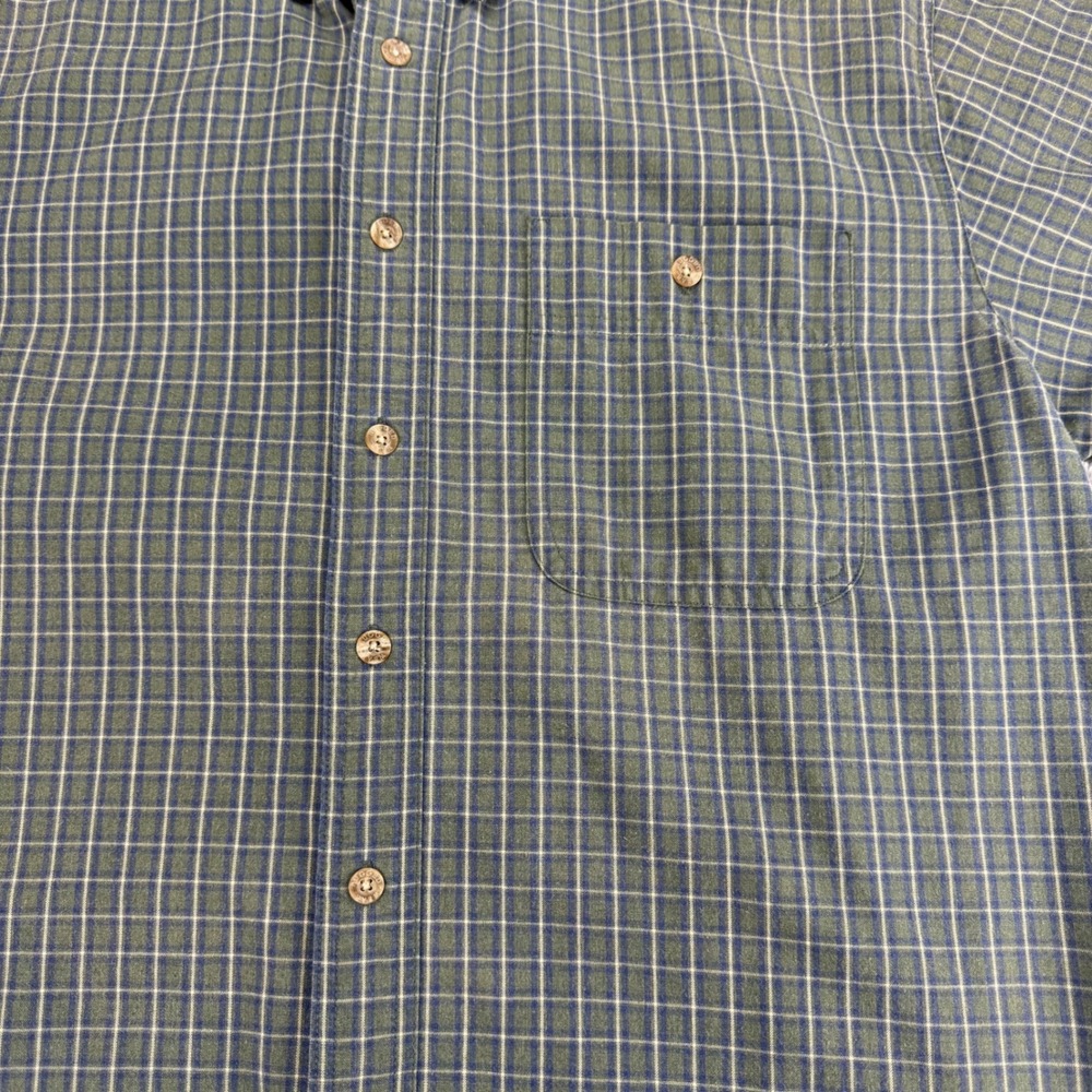 Wrangler Rugged Wear Mens XL Green Blue Plaid Short Sleeve Button Down Shirt - Picture 9 of 14